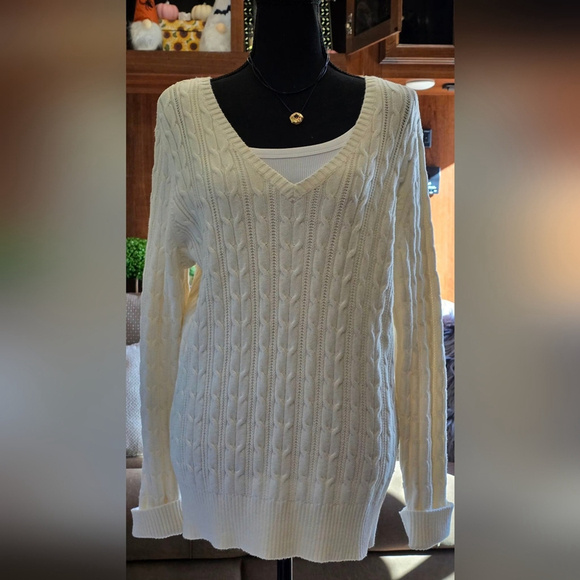 St. John's Bay Sweaters - St Johns Bay Cream Cable Knit Sweater Women